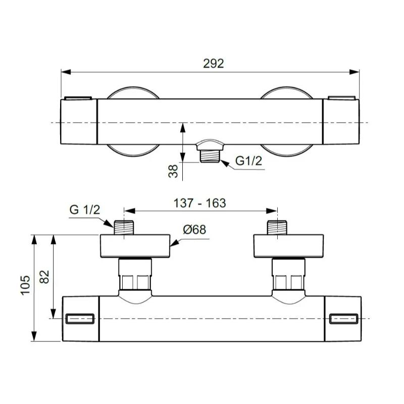 Baterie de duș termostatată Ideal Standard, Ceratherm Alu+, negru mat